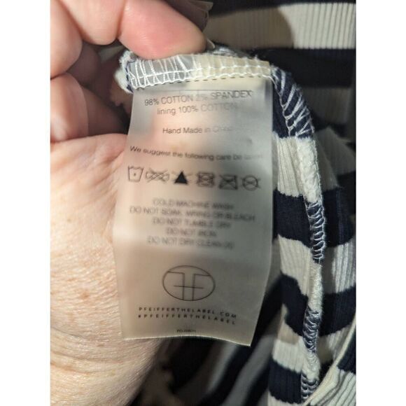 Women's Revolve Pfeiffer Mondrian Ribbed Blue Striped Midi Dress Size Small - Picture 11 of 15